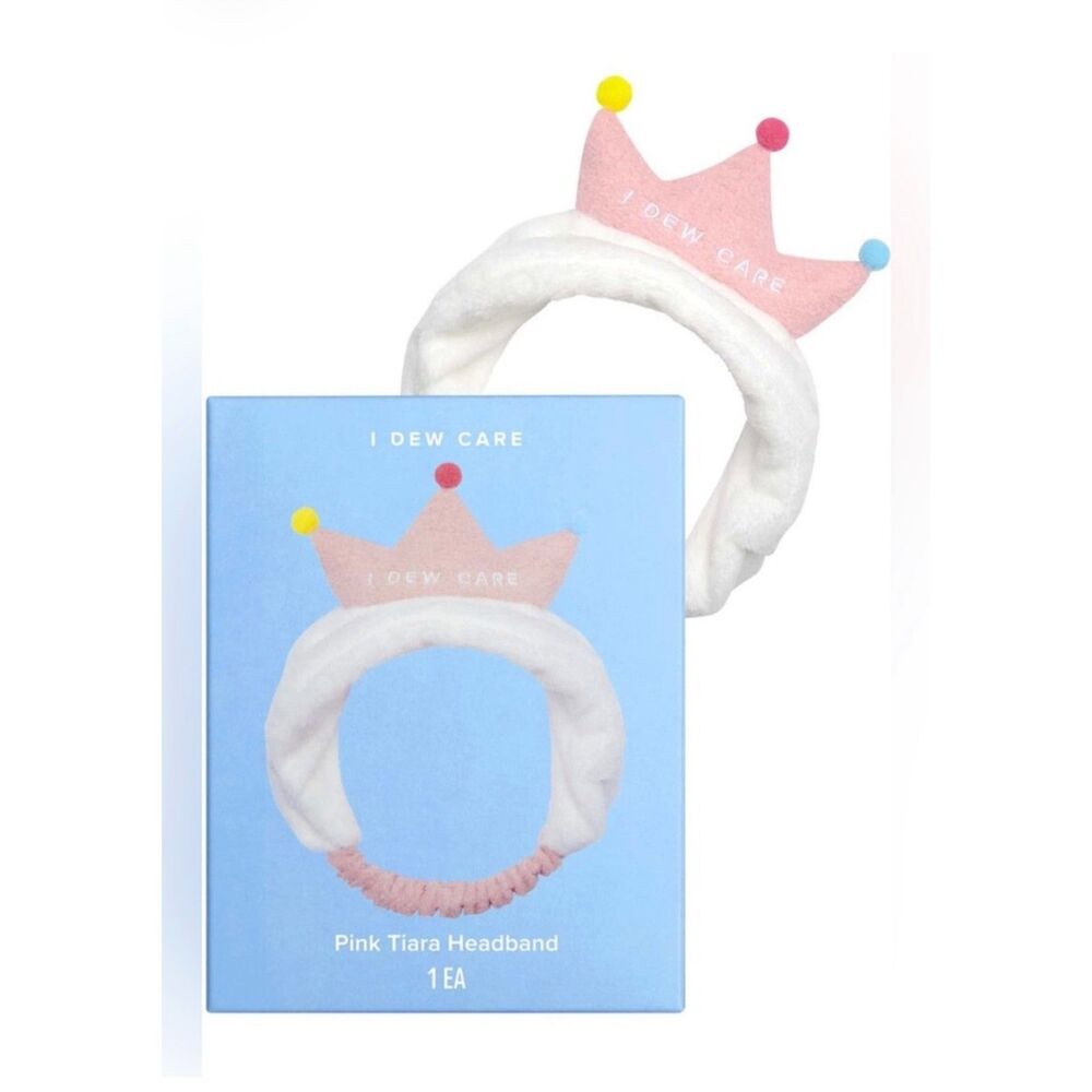 NIB I Dew Care Pink Tiara Soft Headband Skincare Accessory Self‑Care & Spa Night
